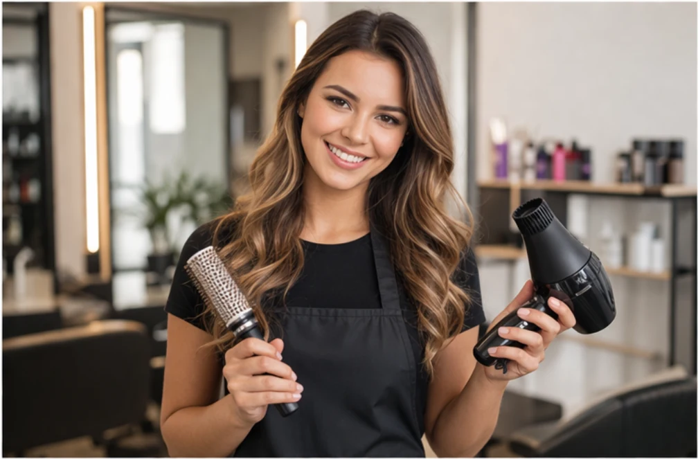Profissional de beleza em atendimento