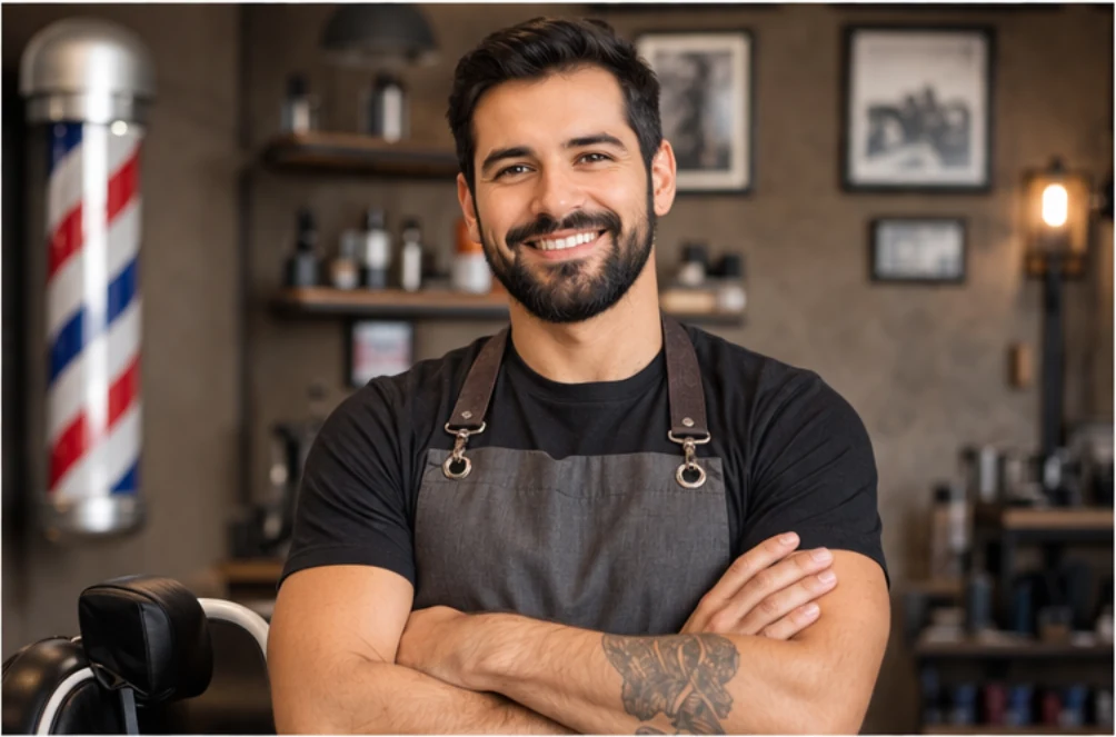 Profissional de barbearia em destaque
